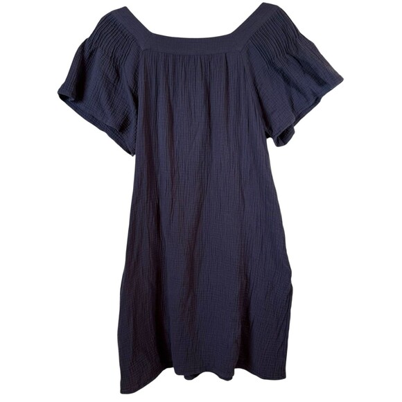 Madewell Dress S Lightspun Butterfly Square‎ Neck Mini Navy Blue Coastal Beach - Picture 6 of 11